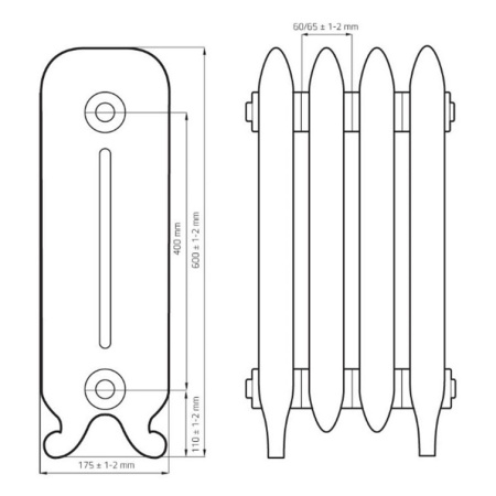 Радиатор чугунный РАДИМАКС YORK 400, 5 секций, Y 400-5s