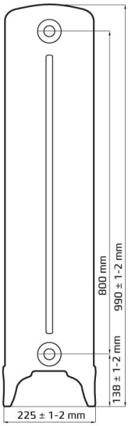 Радиатор чугунный Bohemia R 800/220, c узором, 1 секция, RETROstyle RS-BOH R 800/220