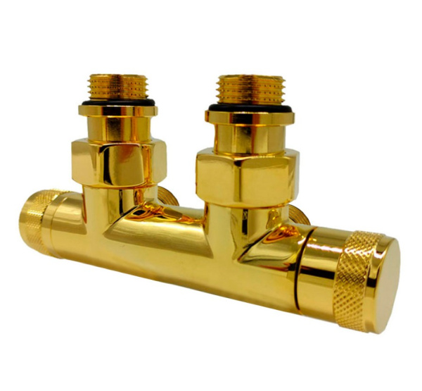 Узел угловой SR Rubinetterie Tondera 50 мм, запорный 1/2”x3/4” Е, цвет золото