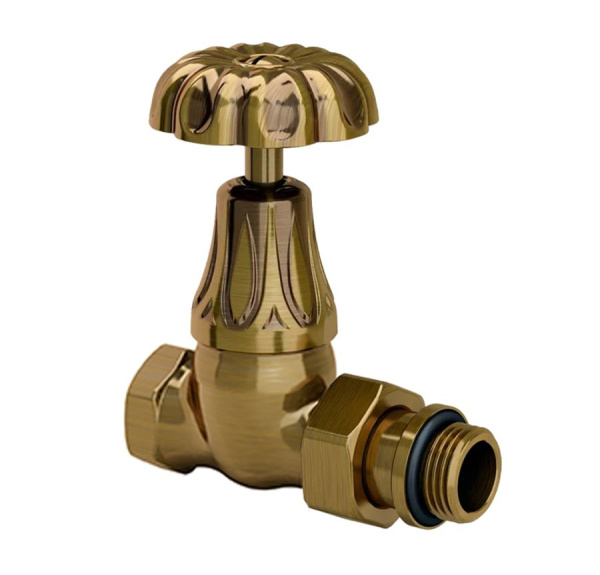 Прямой клапан для радиатора, "ретро", 1/2", цвет  бронза