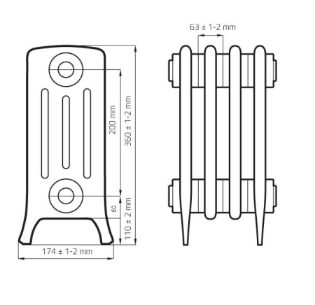 Радиатор чугунный Derby M4/200, 1 секция, RETROstyle RS-D М 4/200