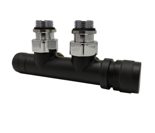 Узел нижнего подключения угловой 1/2"х3/4"Е Черный матовый (правый)