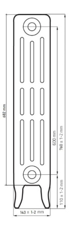 Радиатор чугунный РАДИМАКС DERBY 600, 8 секций, D 600-8s