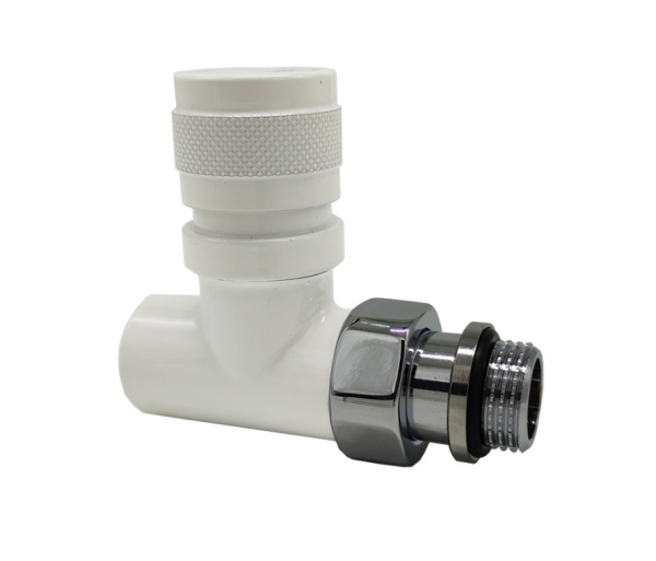 Вентиль на подачу прямой Tondera 1/2", преобразуемый в термостатический, белый