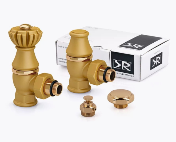 Комплект серия Liberty 1/2"х 3/4" угловой, цвет Ral 1036 (антик золото)