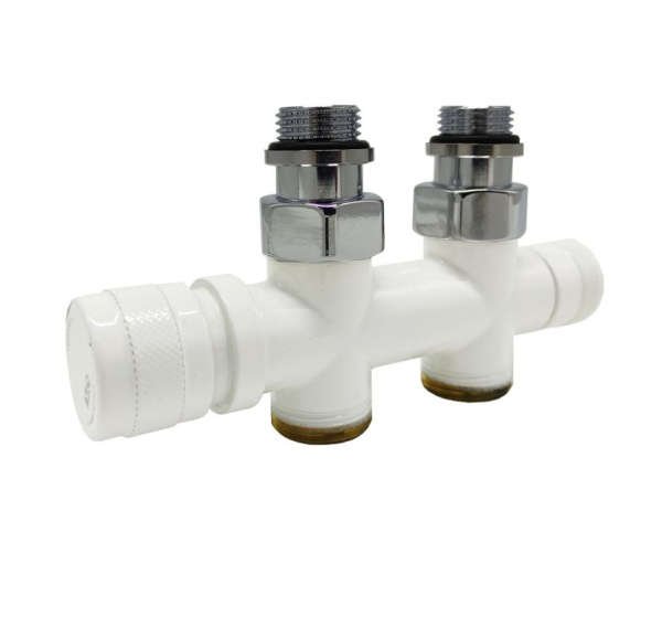 Узел нижнего подключения прямой 1/2"х3/4" белый