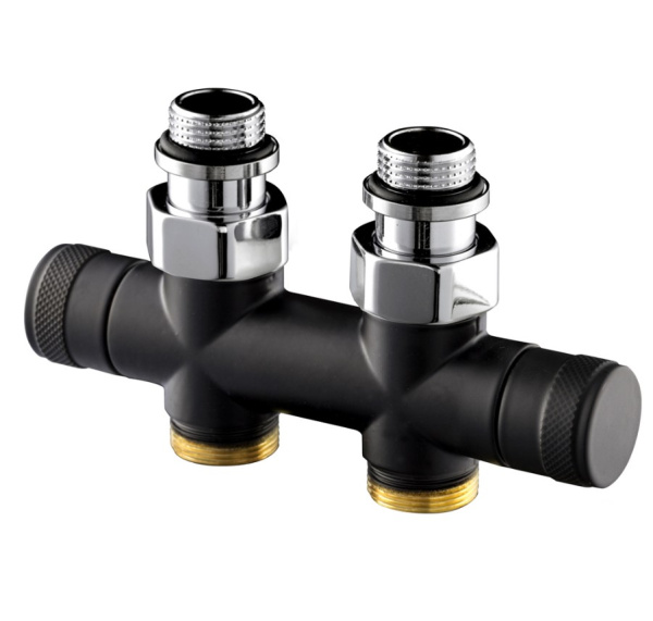 Узел прямой SR Rubinetterie Tondera 50 мм, запорный 1/2"х3/4" Е, цвет черный