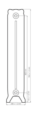 Радиатор чугунный РАДИМАКС WINDSOR 800, 8 секций, W 800-8s