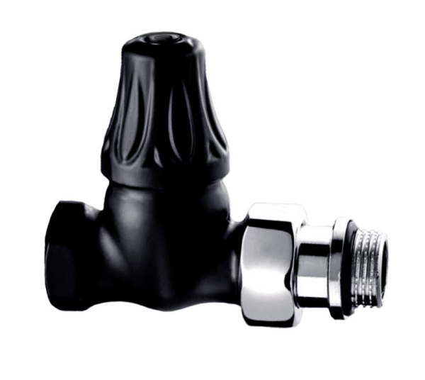 Запорный клапан прямой серия Floral Old Style 1/2", черный матовый