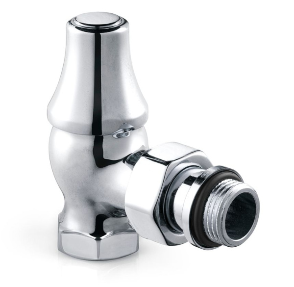 Запорный угловой клапан для радиатора "ретро", 1/2", цвет хром