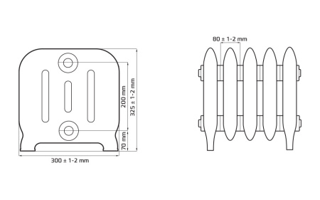Радиатор чугунный Bolton 200, 4 секции, BL 200-4s