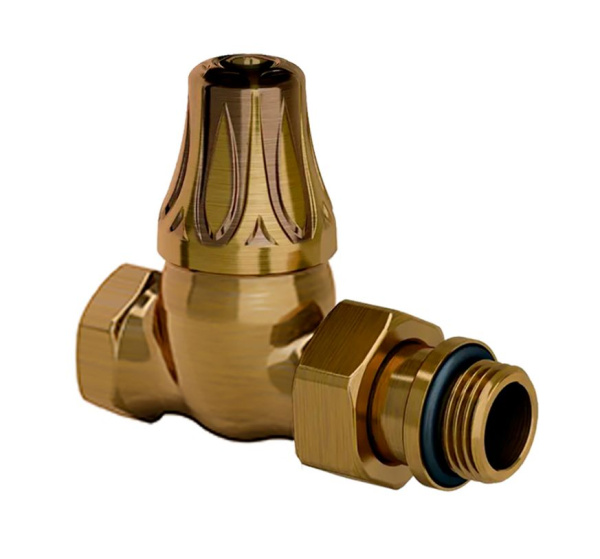 Запорный прямой клапан для радиатора "ретро", 1/2", цвет бронза