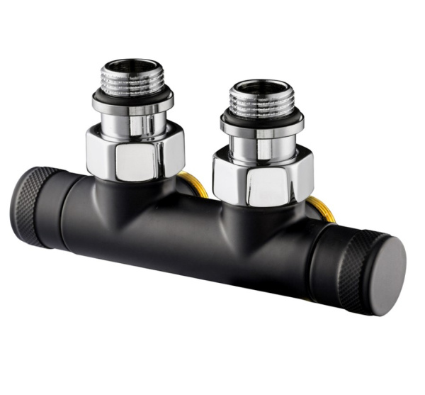 Узел угловой SR Rubinetterie Tondera 50 мм, запорный 1/2"х3/4" Е, цвет черный